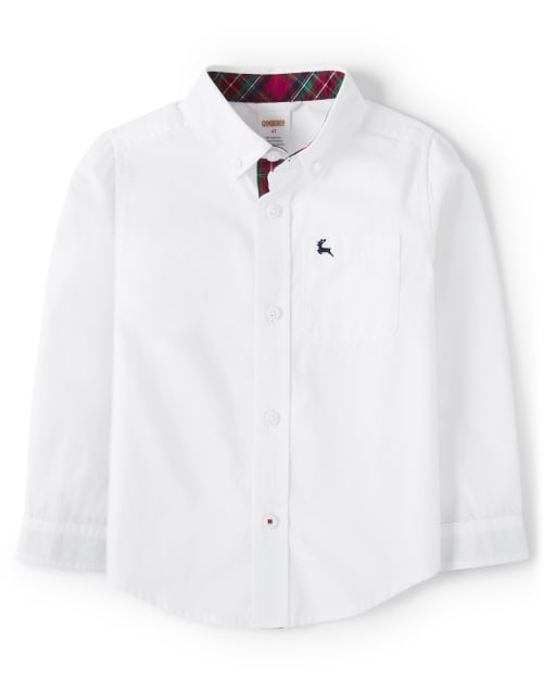 Boys Button Up Shirt - Family Celebrations Red