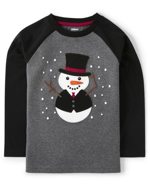Boys Embroidered Snowman Top - Reindeer Cheer - view 1