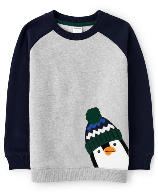 Boys Embroidered Penguin Sweatshirt - Polar Party - view 1
