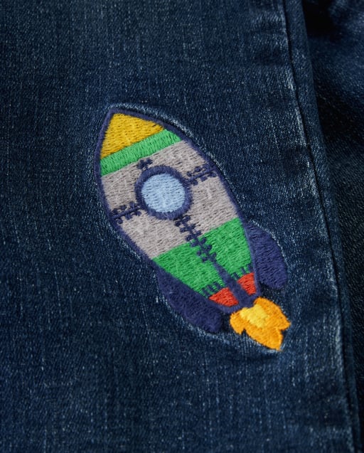 Boys Embroidered Planet Jeans - Comet Club - view 2
