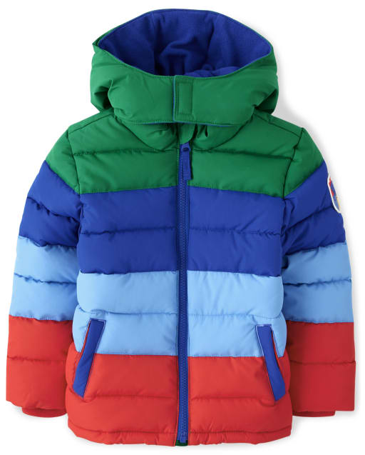 Boys Long Sleeve Colorblock Puffer Jacket - Knights and Dragons