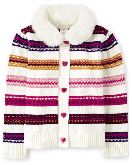 Girls Striped Cardigan - Little Llamas - view 1