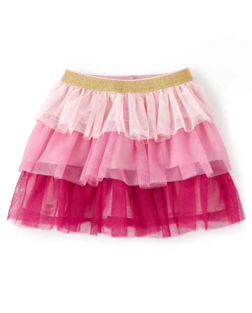 Girls Woven Ruffle Tiered Skirt - Royal Princess