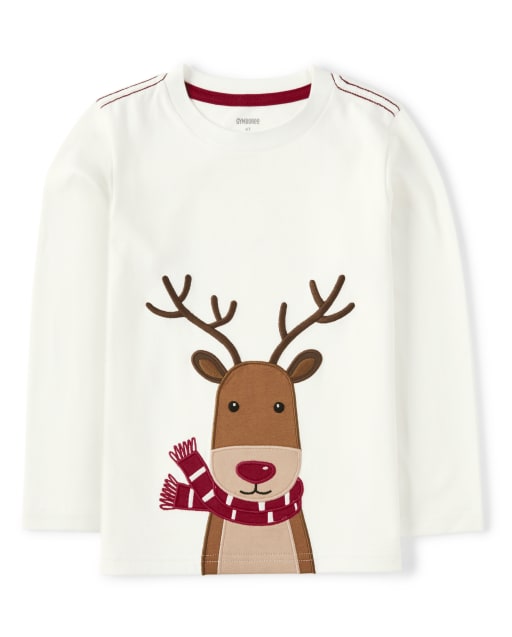 Boys Embroidered Reindeer Top - Reindeer Cheer - view 1