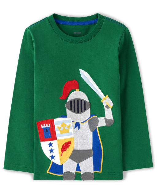 Boys Long Sleeve Embroidered Knight Top - Knights and Dragons