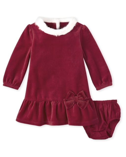 Baby Girls Velour Dress - Ho Ho Ho