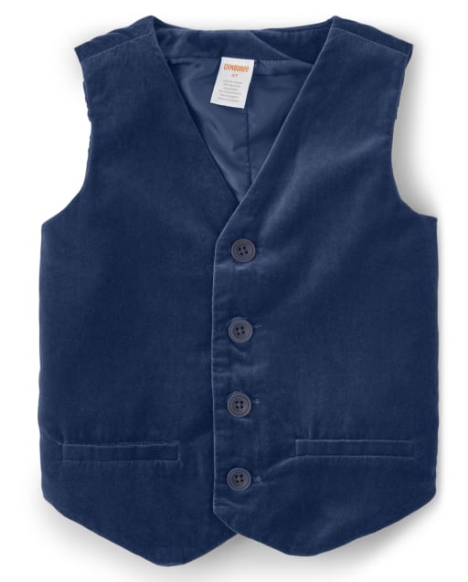 Boys Velvet Vest - Family Celebrations Green - view 1