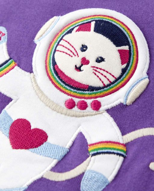 Girls Embroidered Astronaut Top - Comet Club - view 2