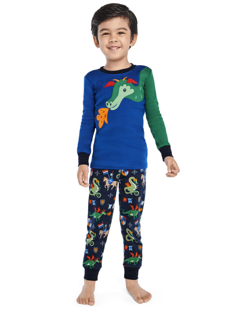 Girls Long Sleeve Knights and Dragons Cotton 2-Piece Pajamas - Gymmies