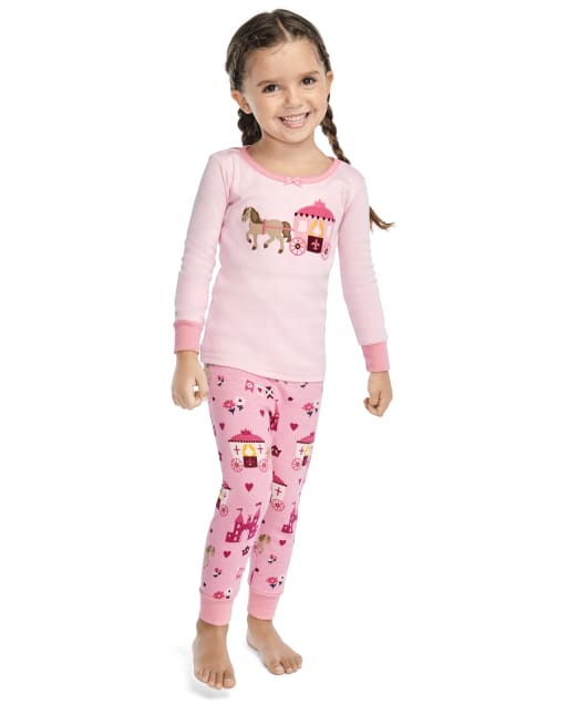 Girls Long Sleeve Royal Princess Cotton 2-Piece Pajamas - Gymmies