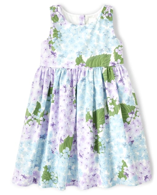 Girls Mommy And Me Sleeveless Hydrangea Print Woven Dress - Spring Blooms