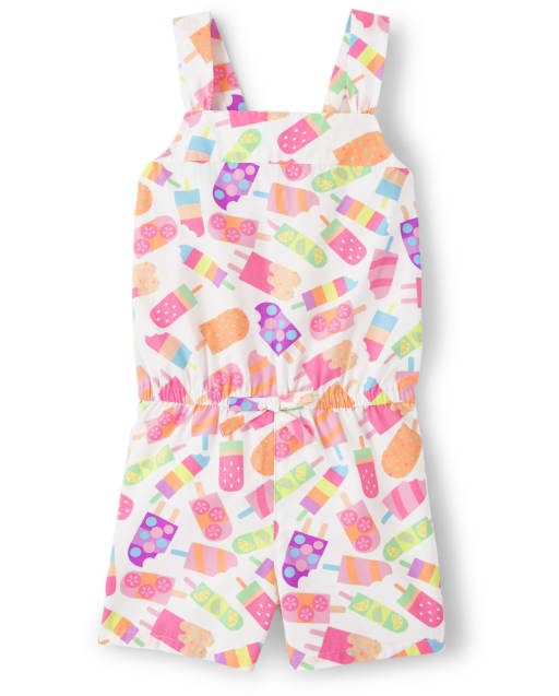 Mameluco tejido con estampado de paletas de manga corta para niñas - Popsicle Party