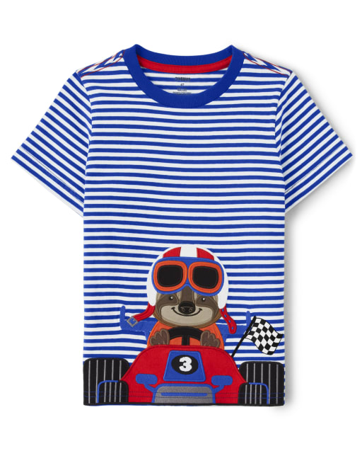 Boys Short Sleeve Embroidered Sloth Top Start Your Engines Gymboree Ca Cool Cobalt