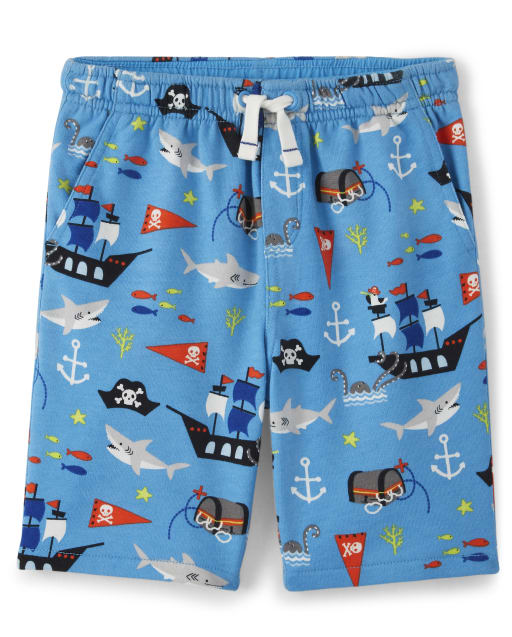 Boys Pirate Pull On French Terry Knit Shorts - Aye Aye Matey