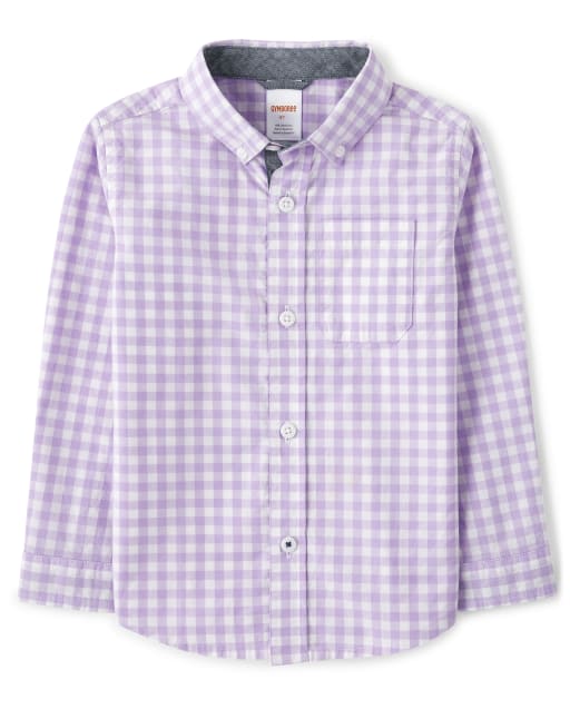 Boys Dad And Me Long Sleeve Gingham Poplin Button Up Shirt - Spring Blooms