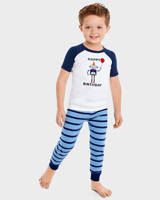 Boys Birthday Robot Snug Fit Cotton Pajamas - Gymmies
