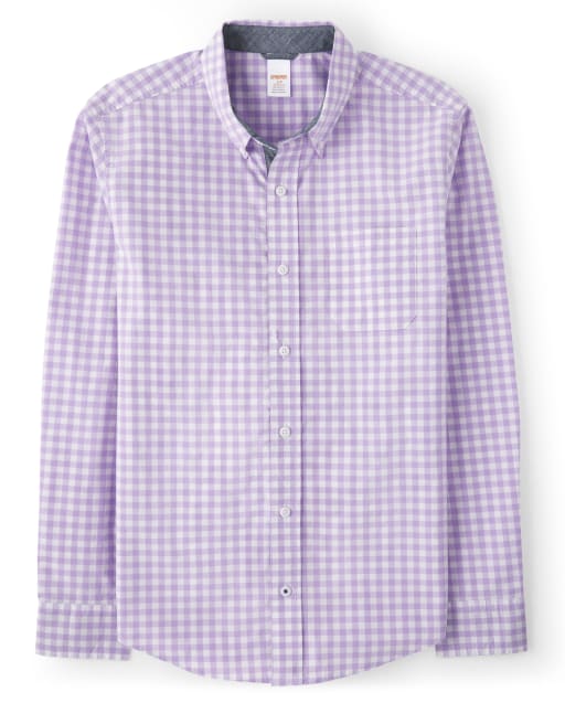 Mens Dad And Me Gingham Button Down Shirt - Spring Blooms