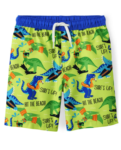 Boys Dino Print Swim Shorts - Splish-Splash