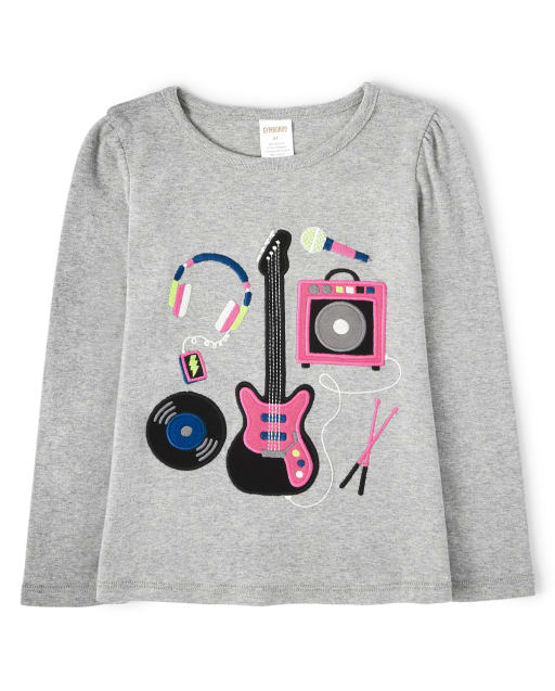 Girls Long Sleeve Embroidered Band Top - Rock Academy