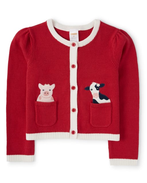 Cardigan animal brodé pour fille - Farming Friends