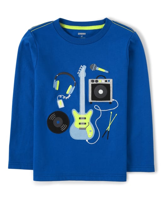 Boys Long Sleeve Embroidered Band Top - Rock Academy
