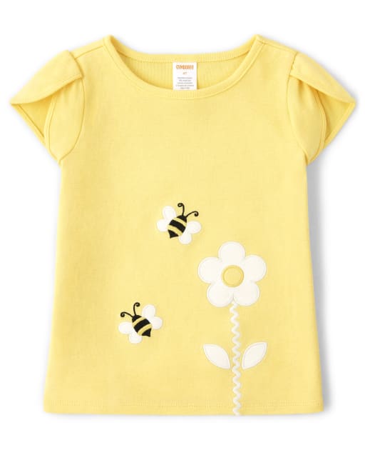 Girls Embroidered Daisy Tulip Top - Busy Little Bee