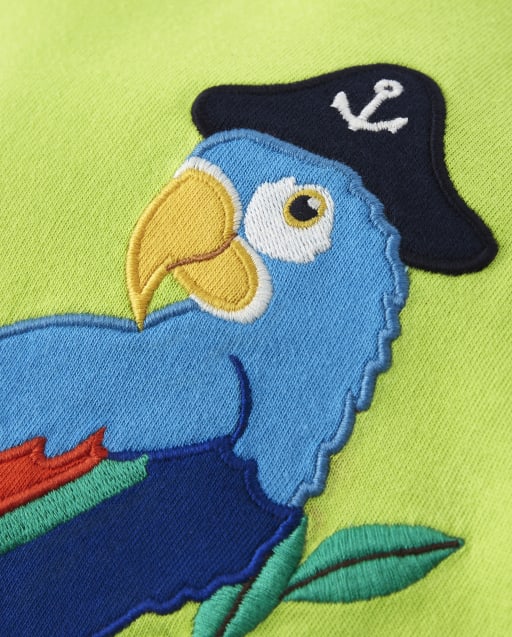 Boys Embroidered Parrot Top - Aye Aye Matey - view 2