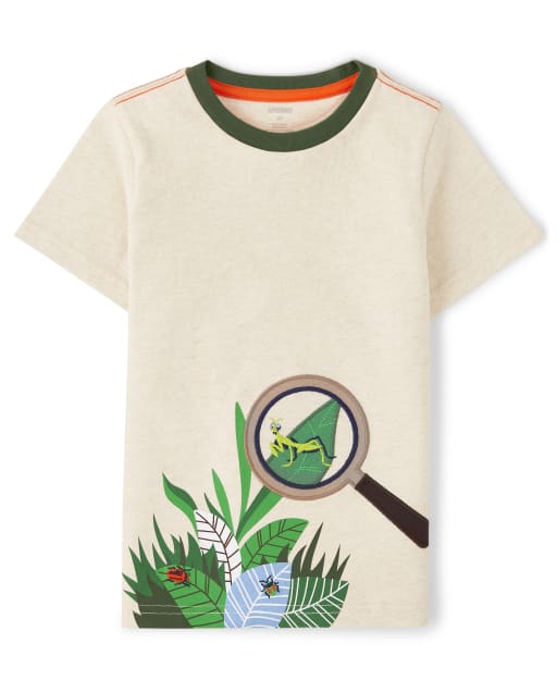 Boys Short Sleeve Embroidered Magnifying Glass Top - Backyard Explorer