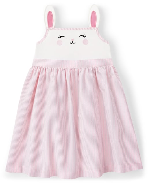 Girls Sleeveless Bunny Seersucker Jumper Dress - Spring Celebrations
