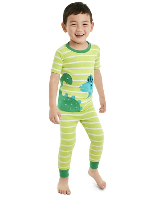 Boys Short Sleeve Dino Snug Fit Cotton 2-Piece Pajamas - Gymmies