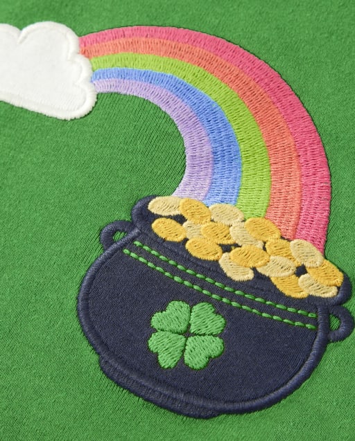 Girls Embroidered Rainbow Top - Little Leprechaun - view 2