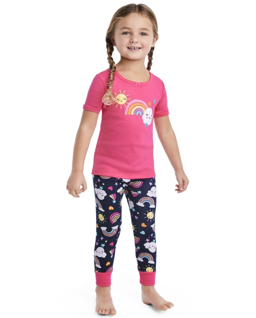 Girls Rainbow Snug Fit Cotton Pajamas - view 1