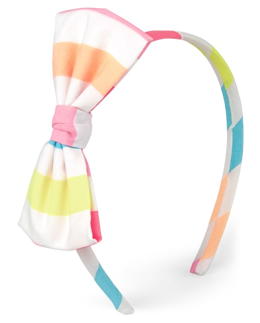 Girls Striped Bow Headband - Popsicle Party
