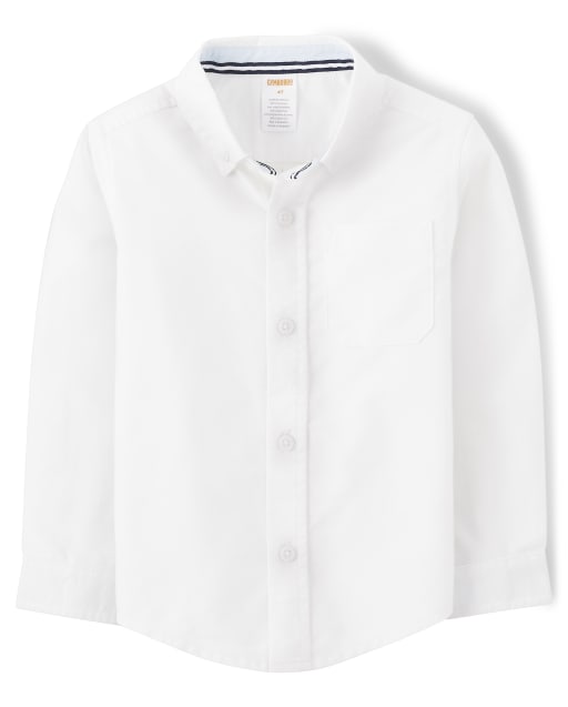 Camiseta Oxford de manga larga con botones y resistente a las manchas y las arrugas para niños - Uniforme
