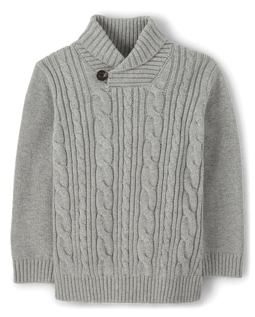 Boys Cable Knit Shawl Sweater - Uniform