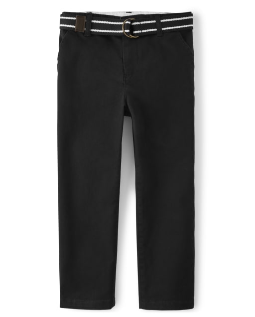 Boys Belted Chino Pants with Stain and Wrinkle Resistance - Uniform