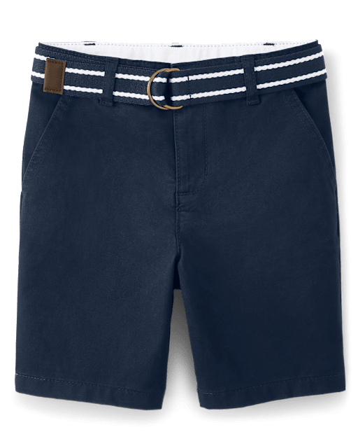 Boys Stain and Wrinkle-Resistant Belted Chino Shorts - Uniform