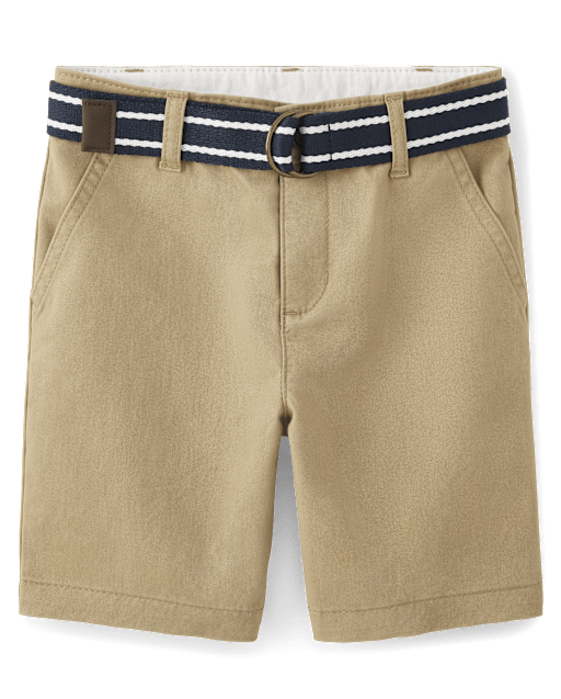 Boys Stain and Wrinkle-Resistant Belted Chino Shorts - Uniform