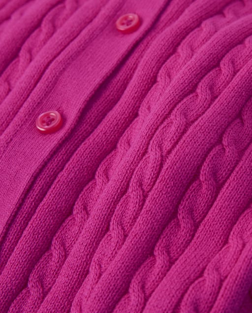 Girls Cable Knit Cardigan - Uniform - view 2