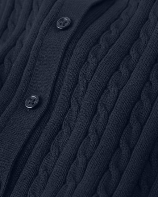 Girls Cable Knit Cardigan - Uniform - view 2