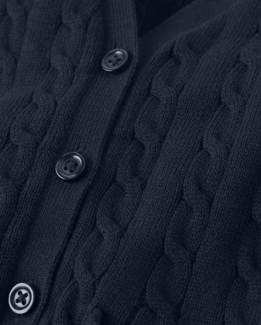 Girls Cable Knit Long Cardigan - Uniform - view 2