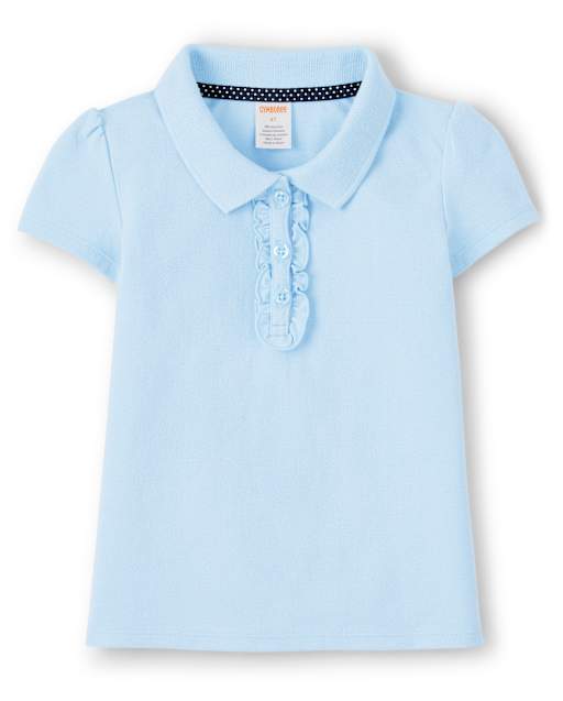 Girls Stain-Resistant Ruffle Polo - Uniform