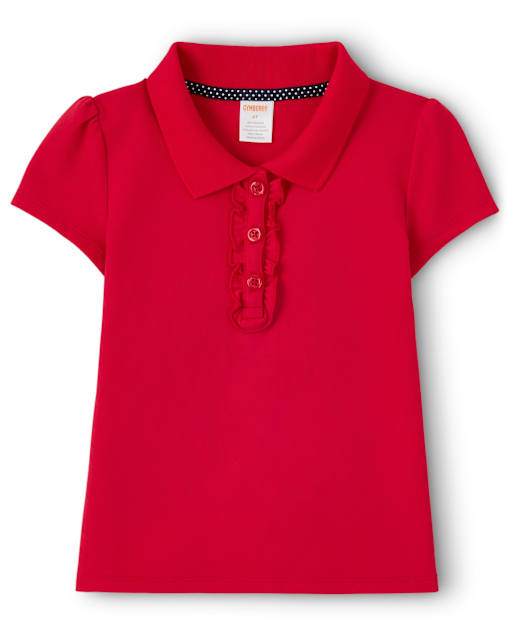Girls Stain-Resistant Ruffle Polo - Uniform