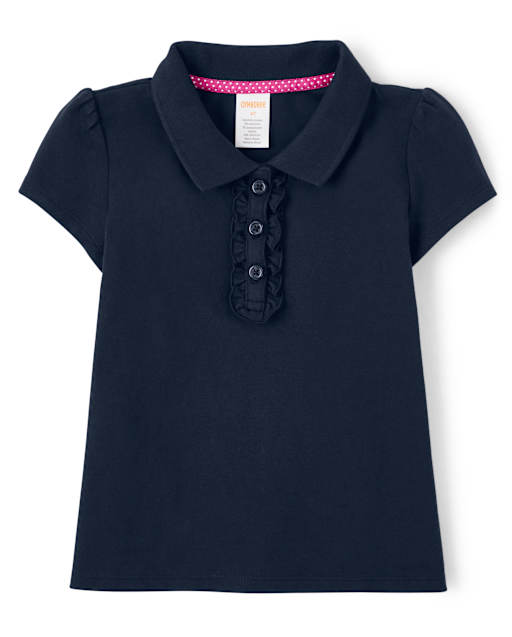 Girls Stain-Resistant Ruffle Polo - Uniform