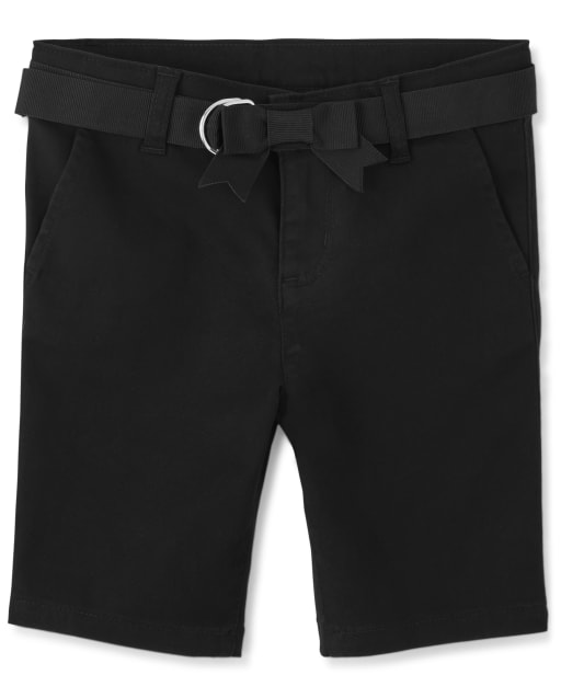 Girls Belted Chino Shorts with Stain and Wrinkle Resistance - Uniform