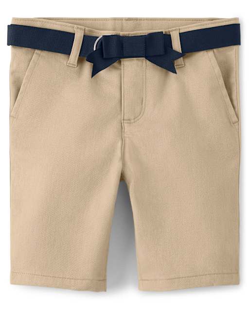 Shorts Chinos Niña Antimanchas Y Arrugas Con Cinturón - Uniforme