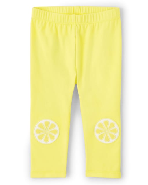 Girls Lemon Knit Capri Leggings - Citrus & Sunshine