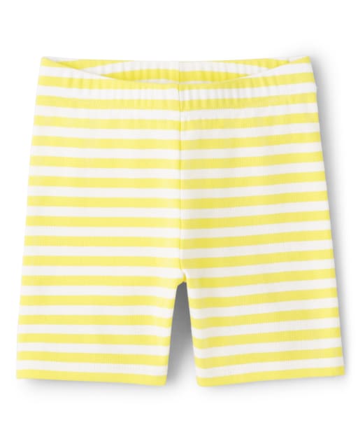 Girls Striped Knit Bike Shorts - Citrus & Sunshine