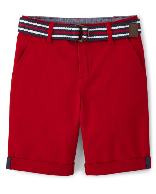 Boys Belted Chino Shorts - American Cutie