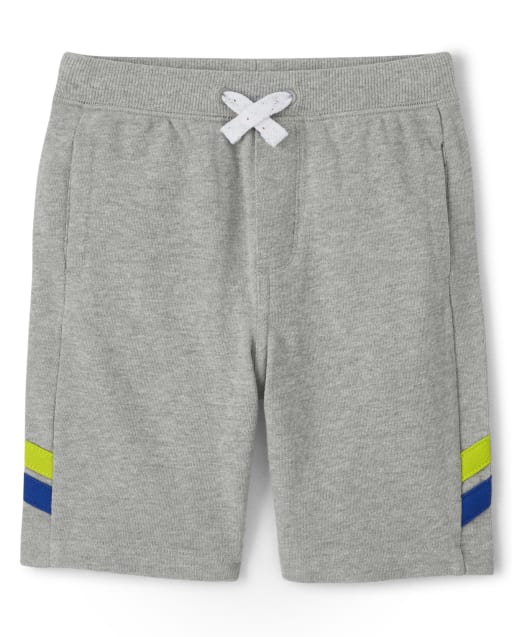 Boys Side Stripe French Terry Knit Pull On Shorts - Stunt Master